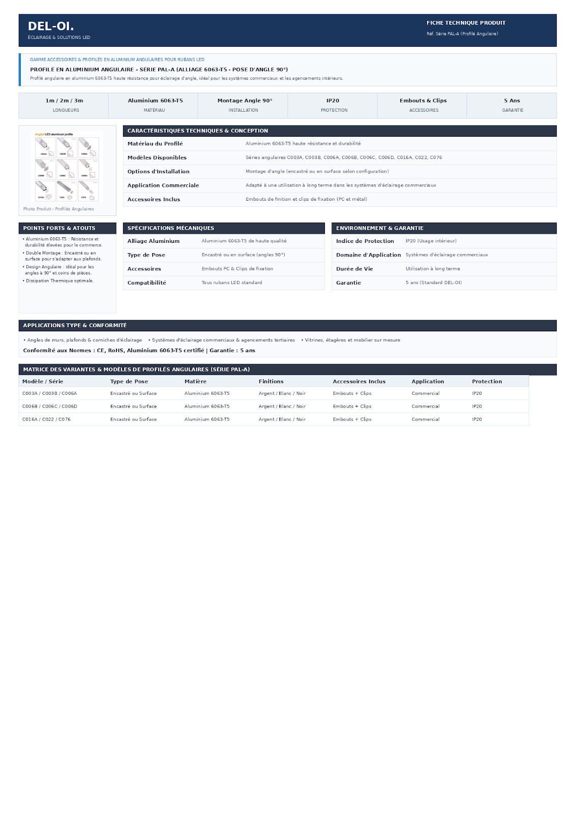 PROFILE ALUMINIUM ANGULAIRE SERIE PAL-A