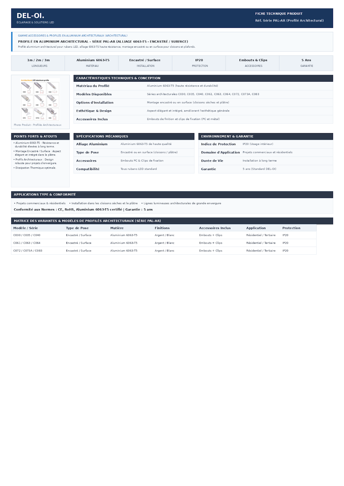 PROFILE ALUMINIUM ARCHITECTURAL SERIE PAL-AR