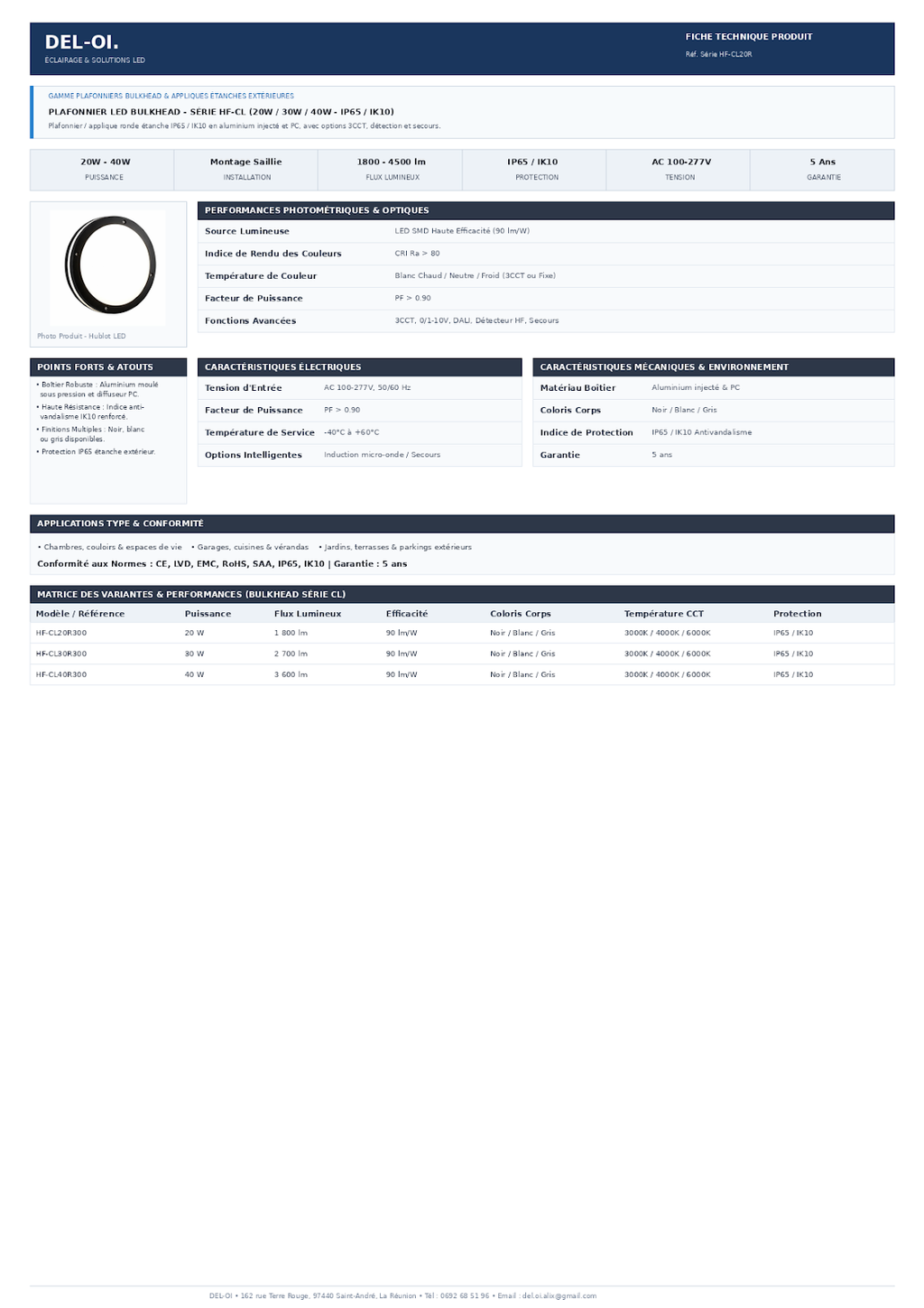 APPLIQUE MURALE ROND SERIE CL20R DESIGN