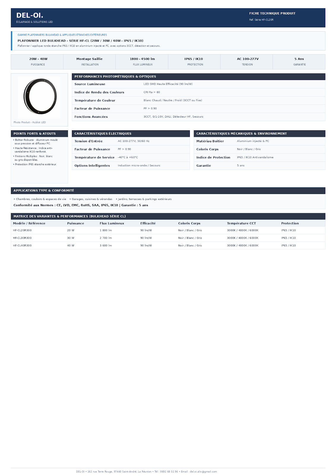 APPLIQUE MURALE ROND SERIE CL20R DESIGN