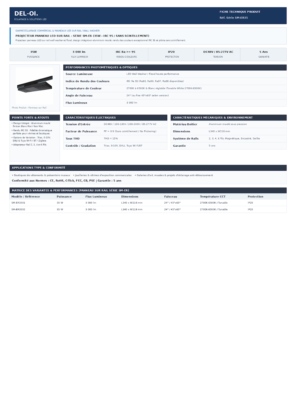 PANEL TRACK LIGHT SERIE ERS