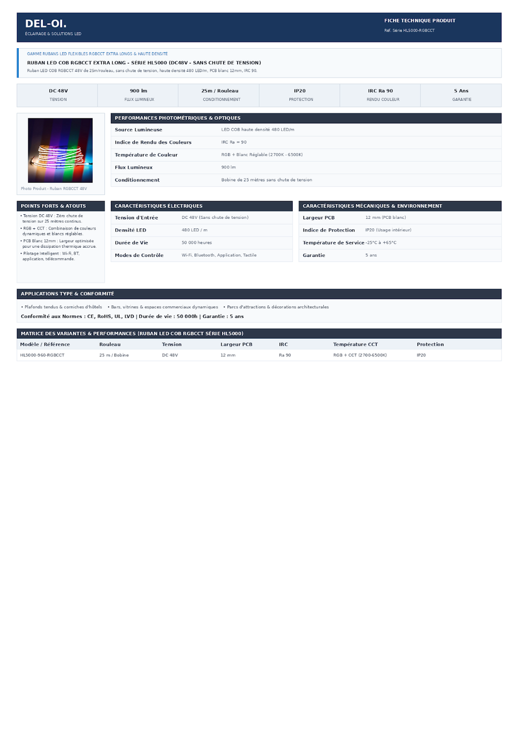 STRIPLED COB EXTRA LONG RGBCCT SERIE HL5000