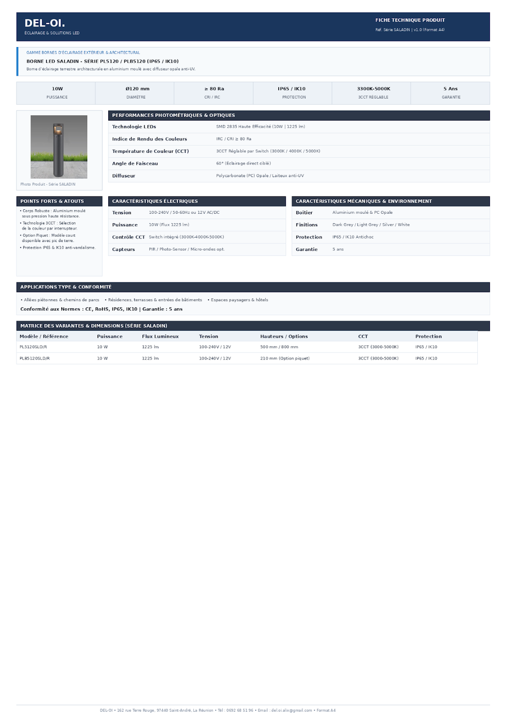 BORNE SALADIN IP65 IK10 CCT SWITCH