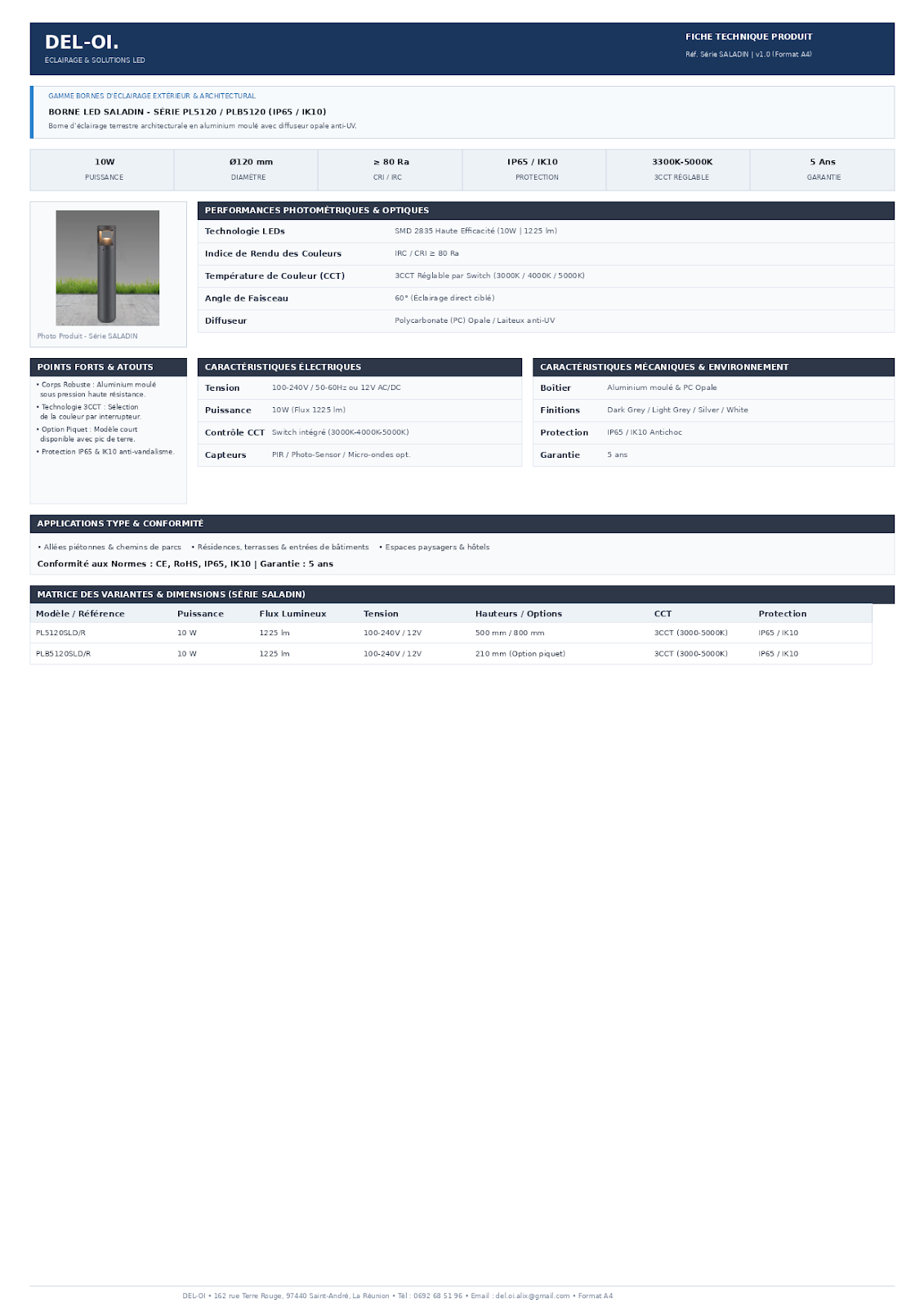 BORNE SALADIN IP65 IK10 CCT SWITCH