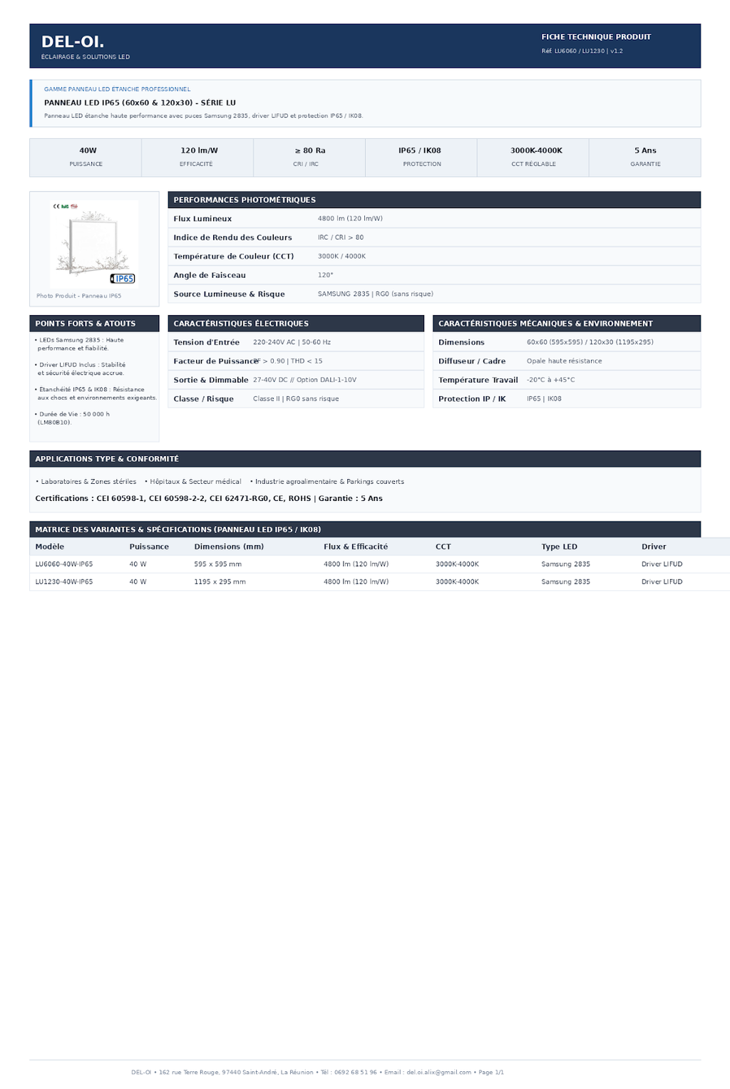 Panneau LED PRO IP65 IK08