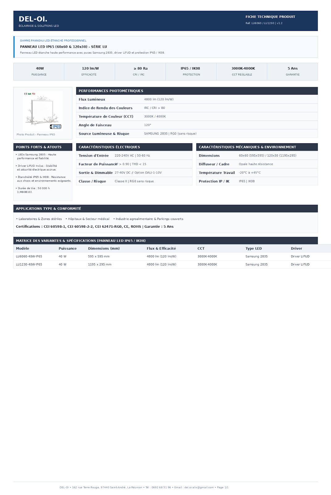Panneau LED PRO IP65 IK08